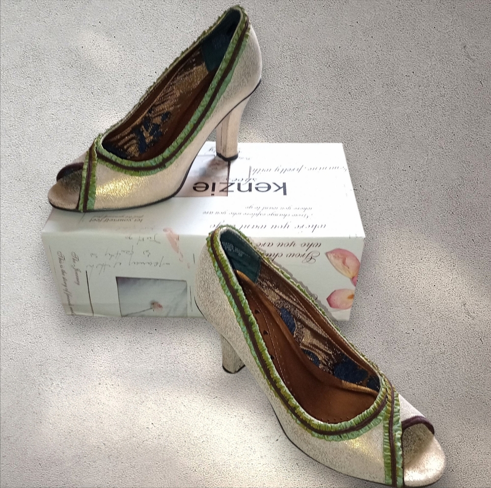 Kenzie Bristol Gold Metallic Leather High Heels